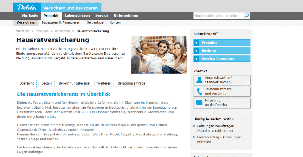 Die Webseite der Debeka