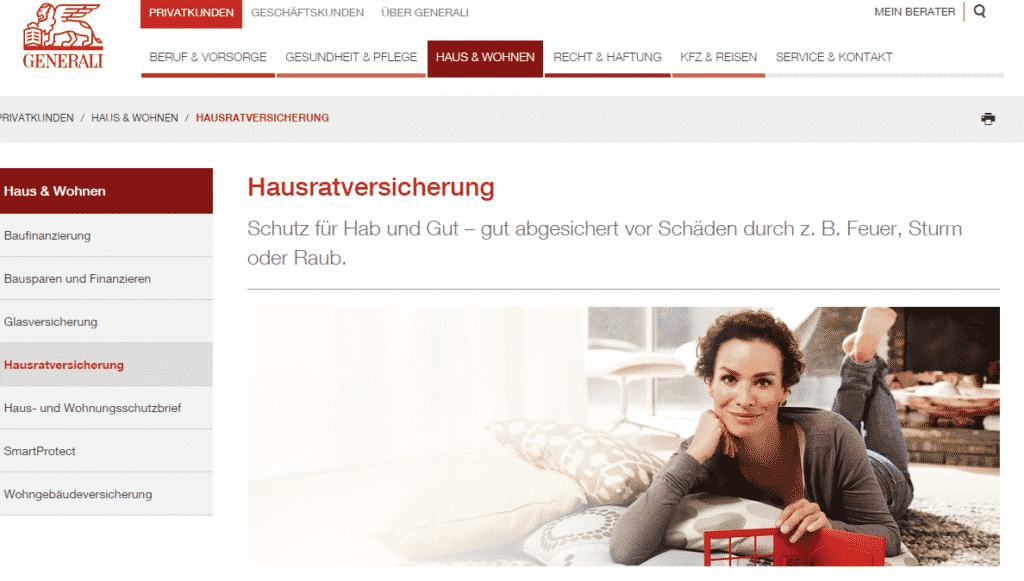 Die Webseite der Generali